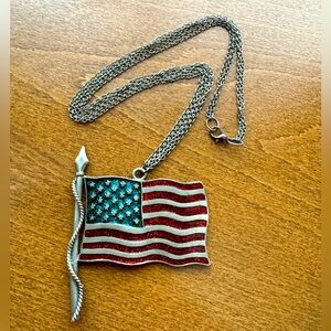 USA Flag Necklace - Red, Silver and Blue